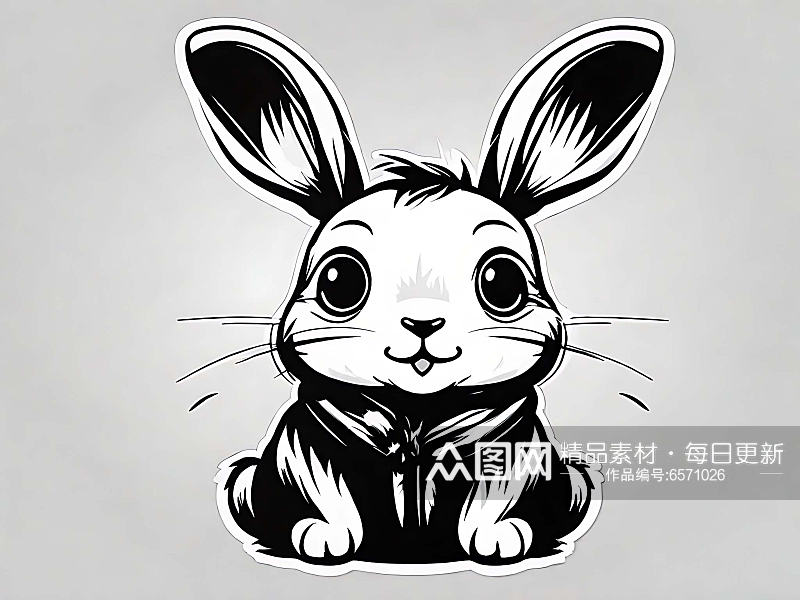 黑色线条的兔子AI数字艺术素材