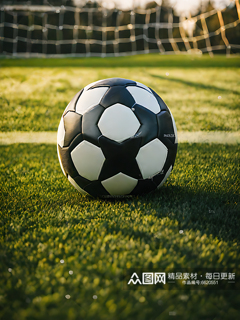 摄影风草地上的足球AI数字艺术素材