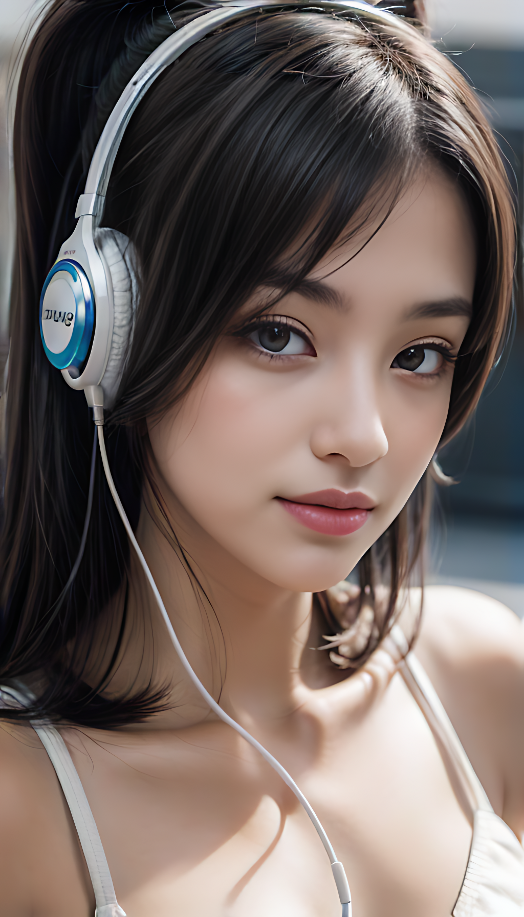 戴耳机的女孩写实摄影AI数字艺术素材
