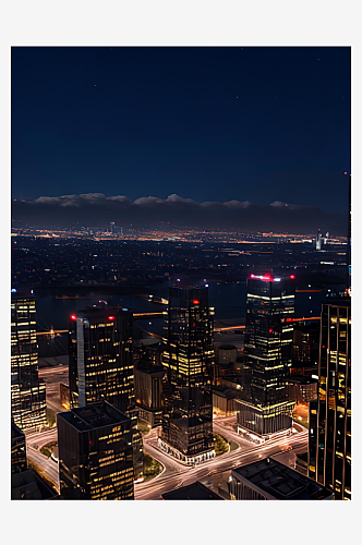 摄影风城市高楼大厦的夜景AI数字艺术