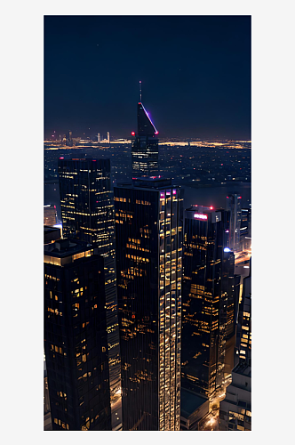 摄影风城市高楼大厦的夜景AI数字艺术