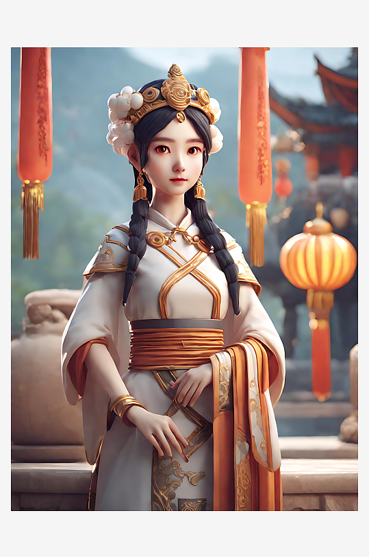 C4D古裝美女AI數(shù)字藝術(shù)
