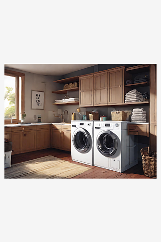 二次元现代洗衣房AI数字艺术