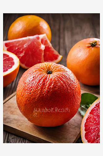 摄影风鲜红色的柚子AI数字艺术