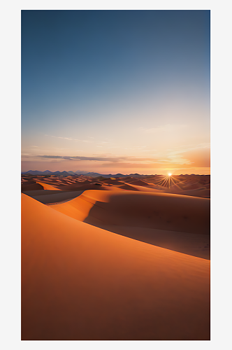 沙漠夕阳风景写实摄影AI数字艺术