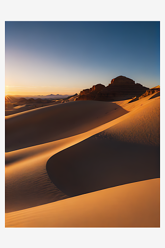 AI数字艺术沙漠夕阳风景写实摄影