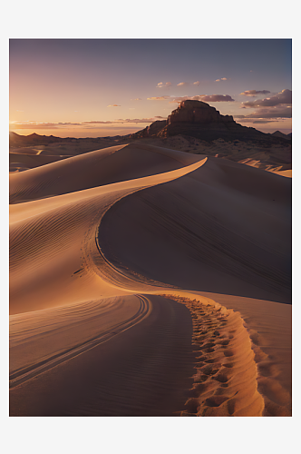 AI数字艺术沙漠夕阳风景写实摄影