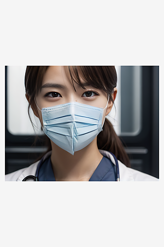 AI数字艺术戴口罩的女医生写实摄影