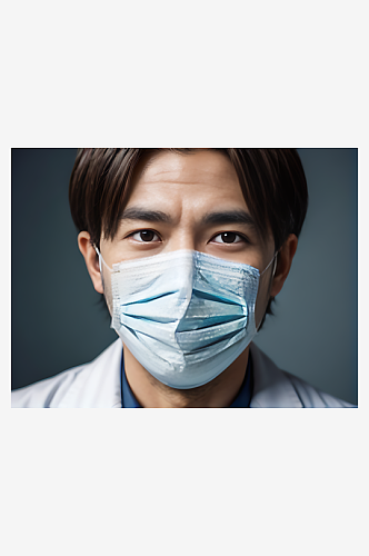 AI数字艺术戴口罩的男医生写实摄影