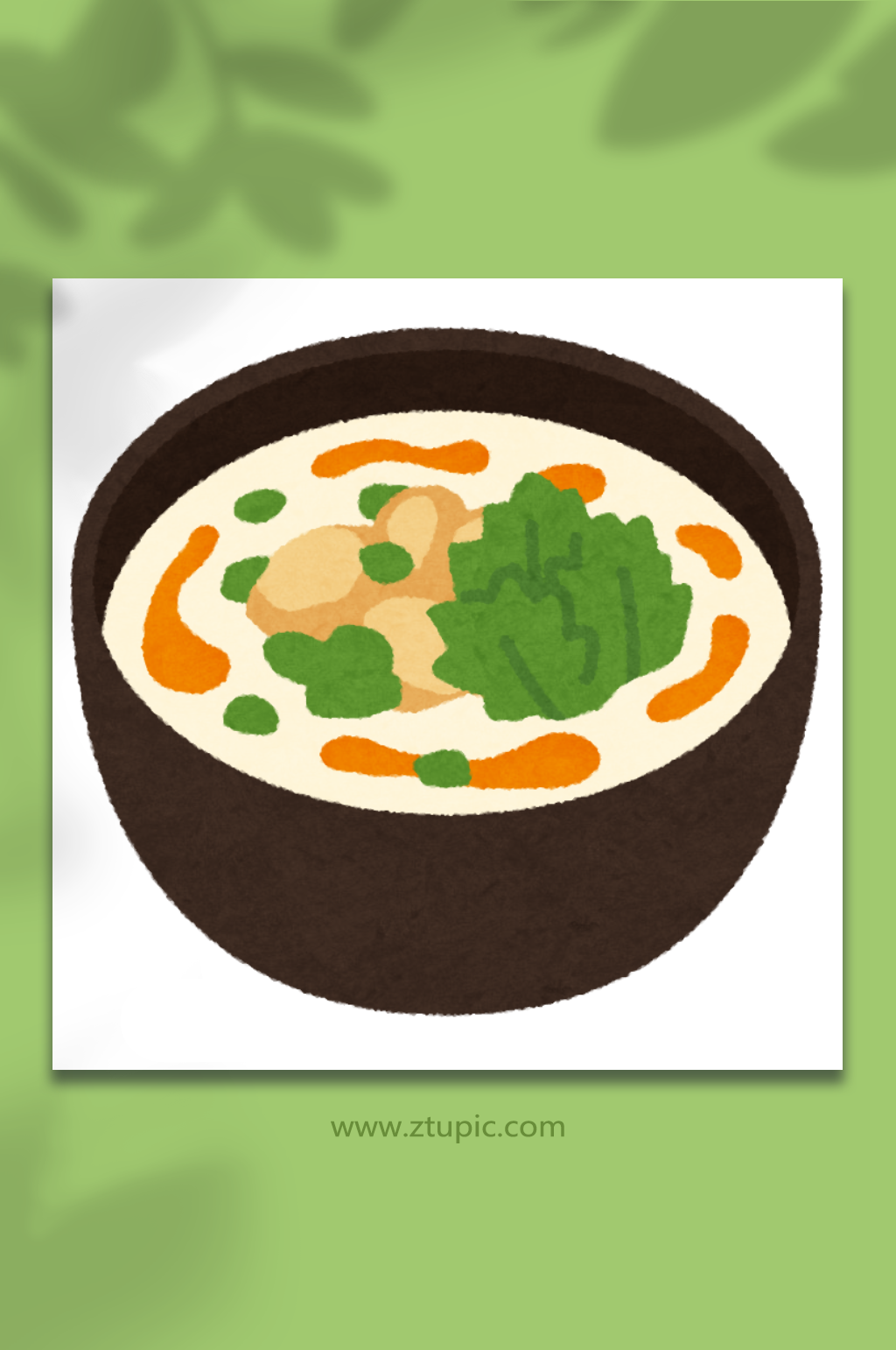 手绘卡通冬至饺子汤元素插画免扣元素素材