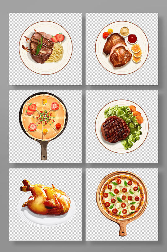 写实美味牛排西餐美食元素插画-众图网