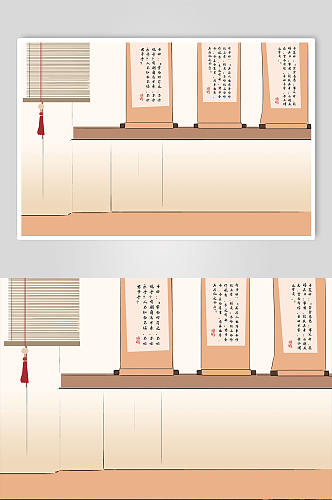 古代私塾教学学堂插画背景图