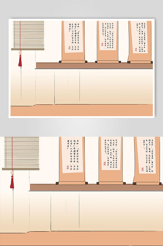 古代私塾教学学堂插画背景图