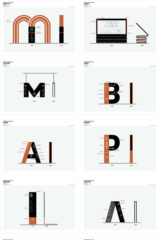 学校校园整套标识字母形状导视