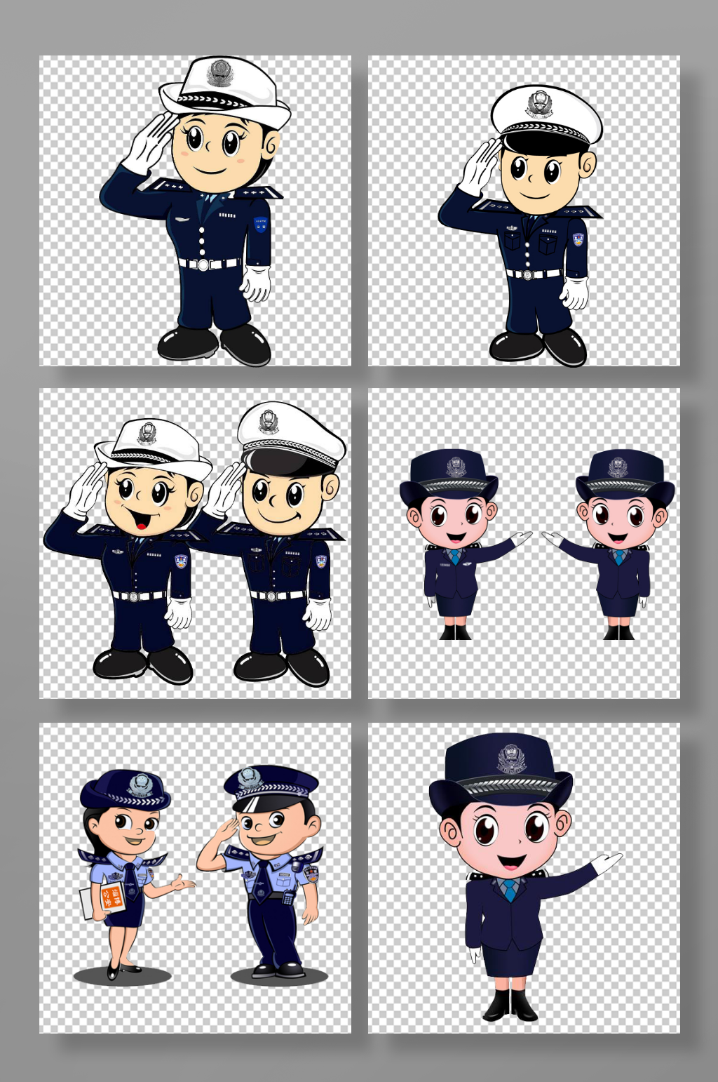 卡通警察武警公安人物免扣素材素 …