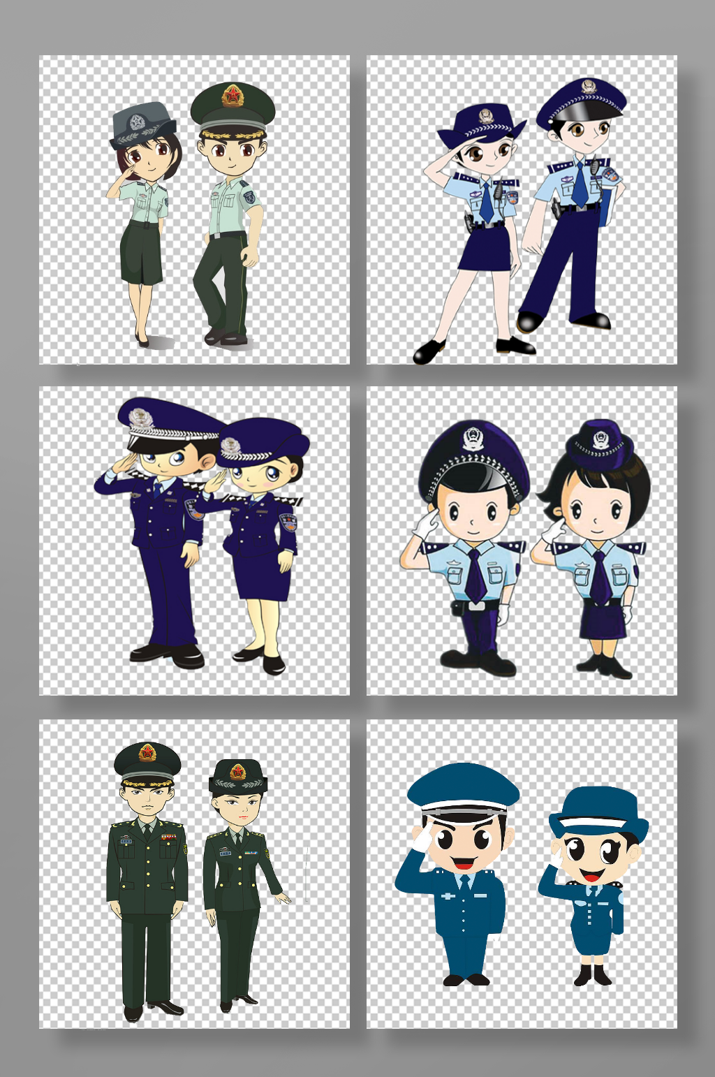 卡通警察武警公安人物免扣素材素材