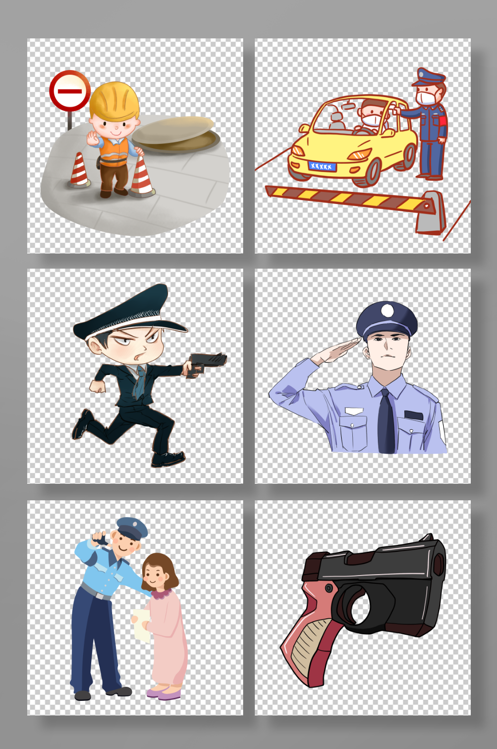 卡通警察武警公安人物免扣素材素材