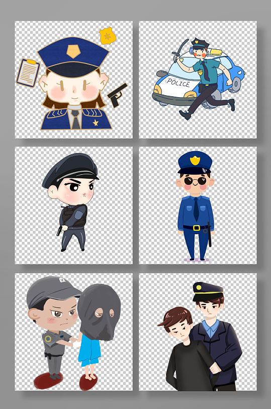 卡通警察武警公安人物免扣素材