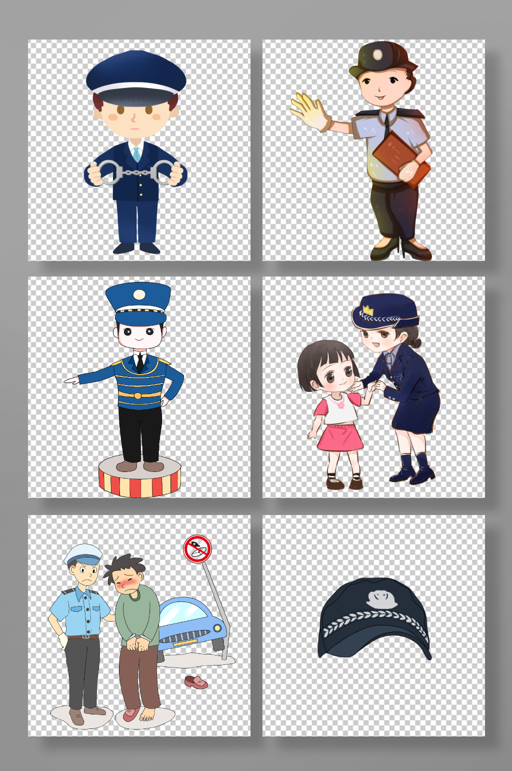 卡通警察武警公安人物免扣素材素材