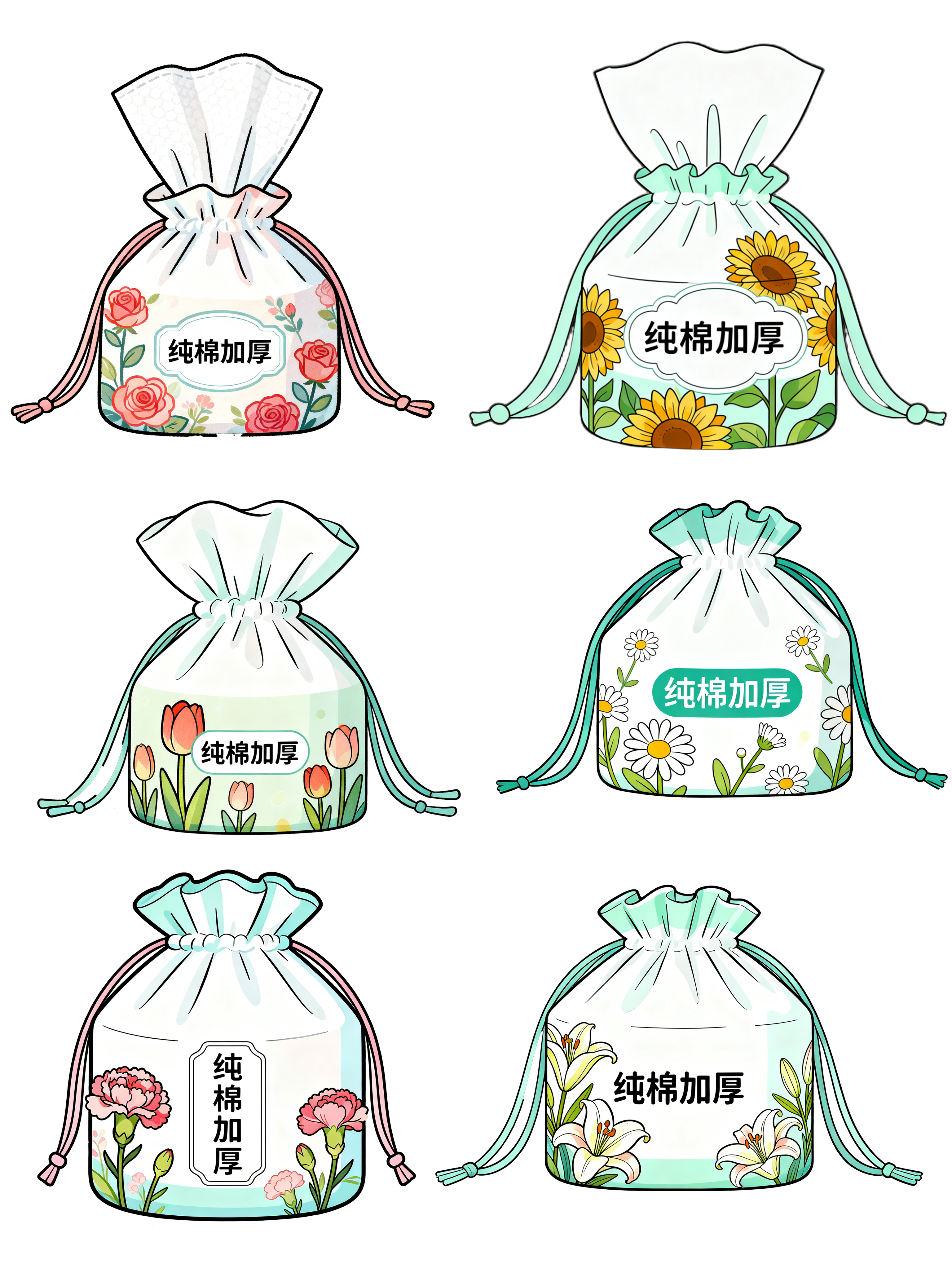 加厚纯棉洗脸巾元素插画素材