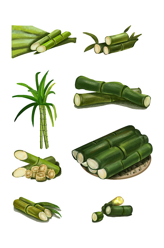 甜美冬季甘蔗水果元素插画-众图网