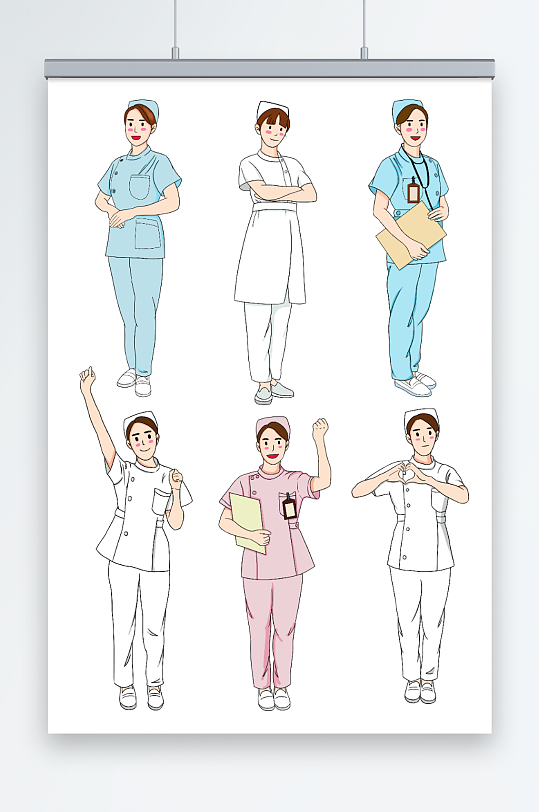 各种女护士人物元素插画