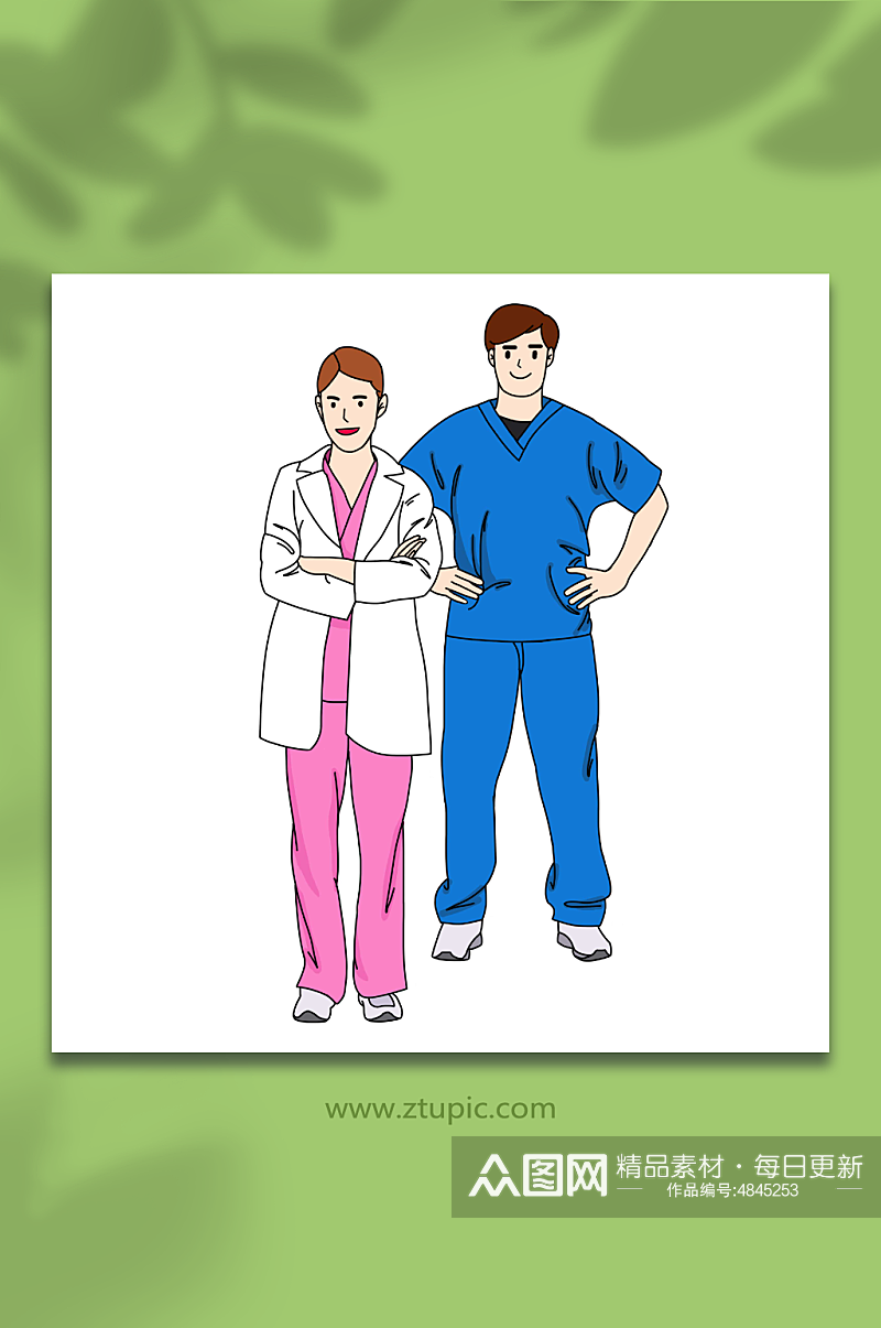 男女护士人物元素插画素材