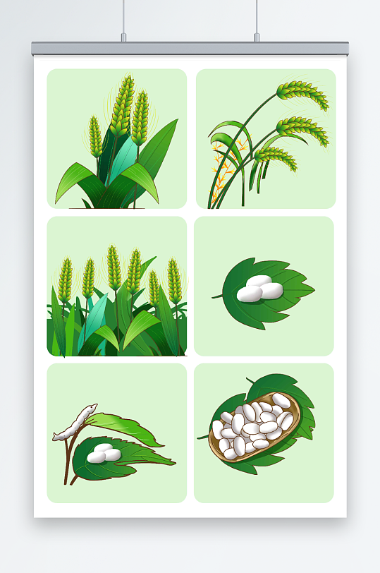 稻谷蚕小满节气夏季元素插画-众图网