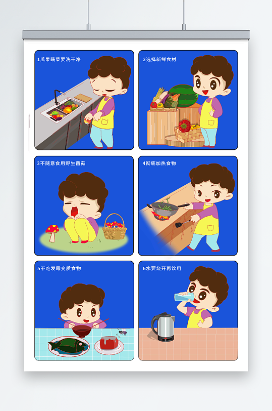 可愛人物預(yù)防食物中毒科普醫(yī)療插畫