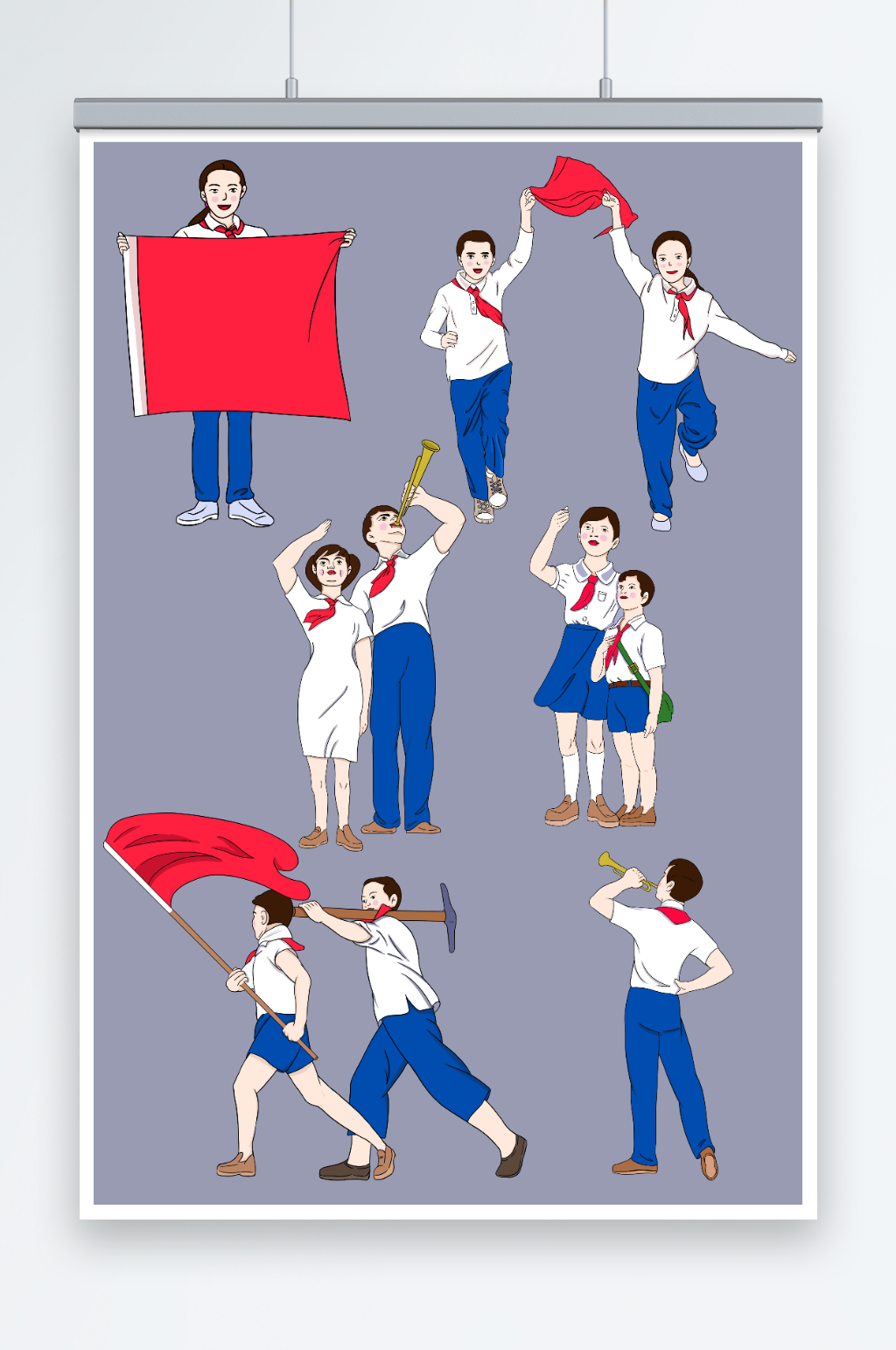 各种红领巾少先队员学生爱国插画素材