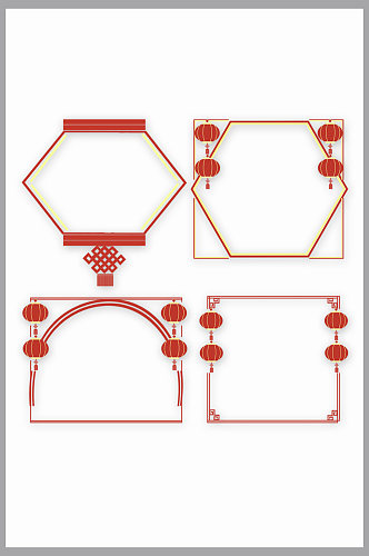 中式红色边框模板