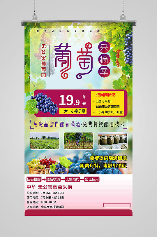 葡萄新鲜水果采摘海报-众图网
