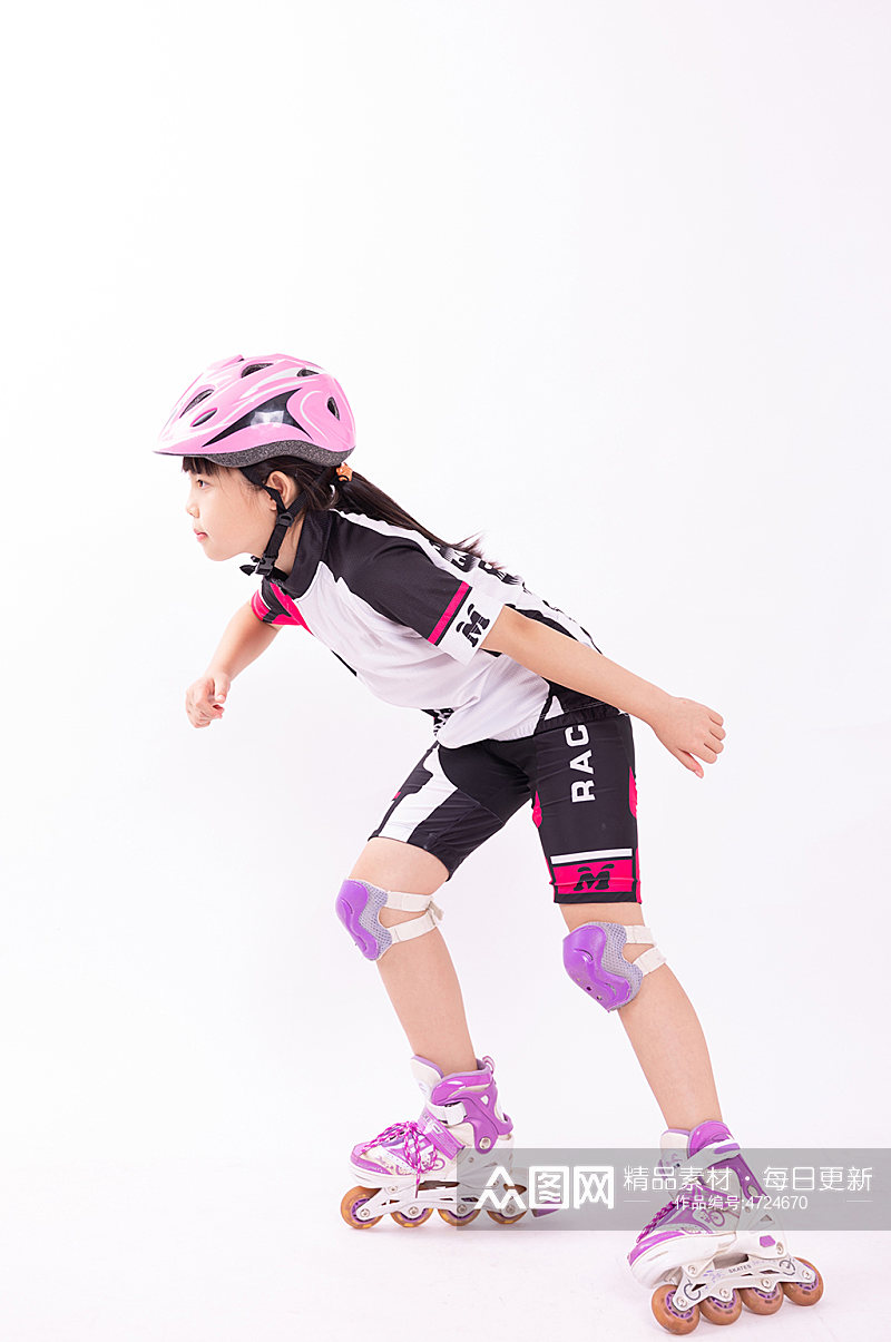 可爱女孩儿童轮滑运动人物摄影图素材