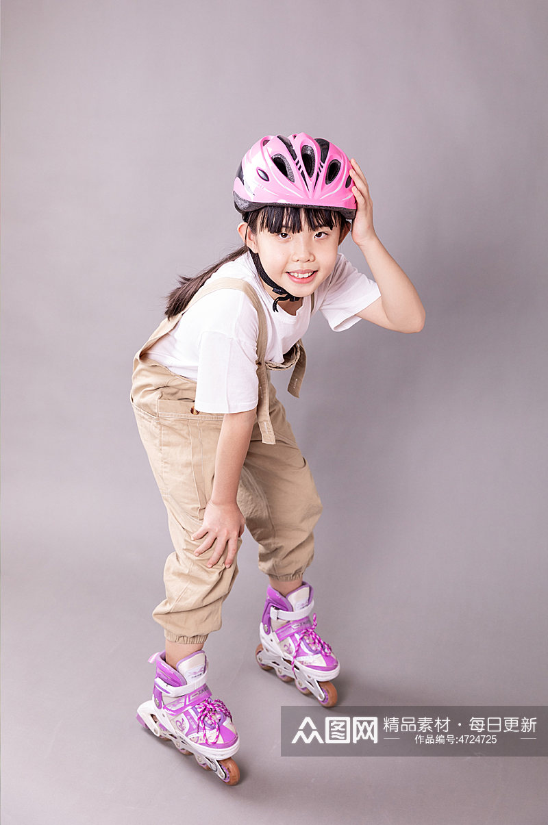 可爱儿童女孩轮滑人物摄影图素材