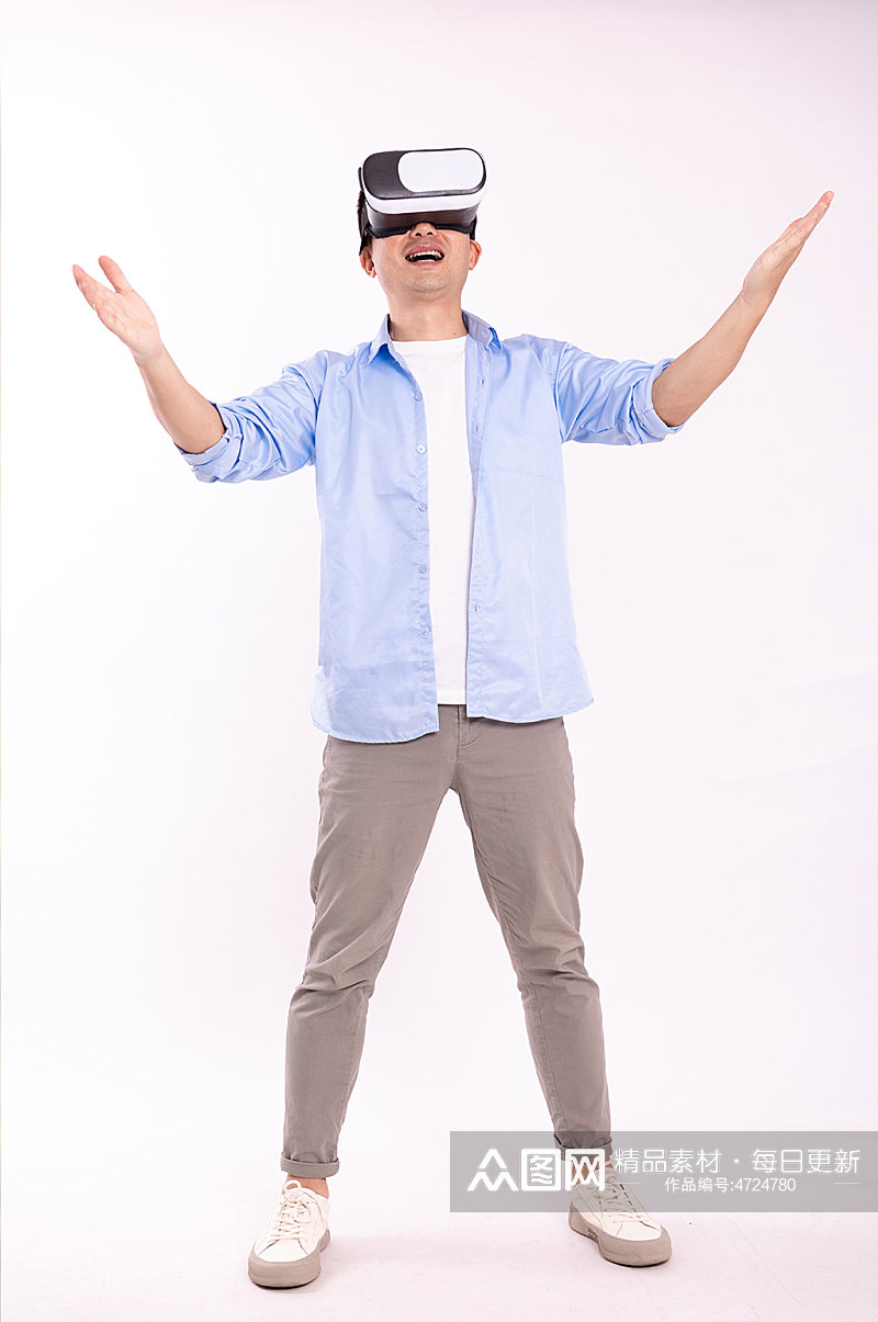 科技商务男士VR虚拟现实人物摄影图片素材