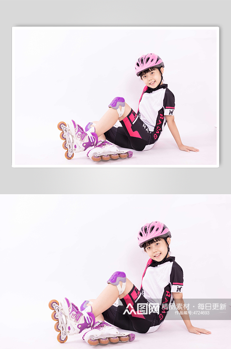 可爱女孩儿童轮滑人物摄影图素材