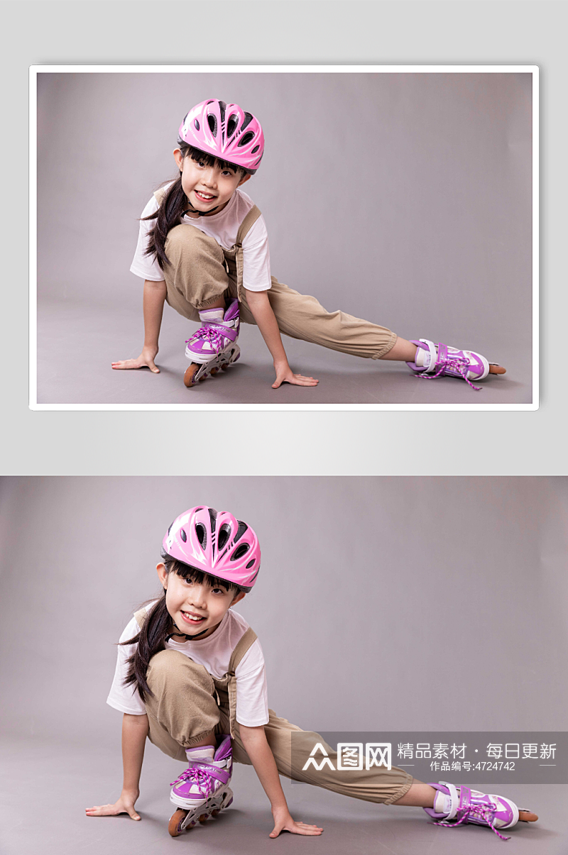可爱女孩儿童轮滑人物摄影图素材