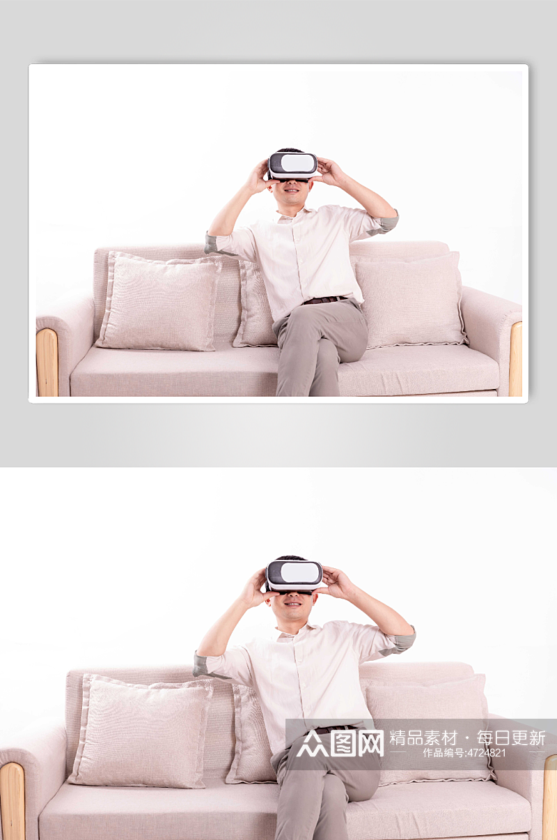 沙发vr智能科技虚拟现实人物摄影图片素材