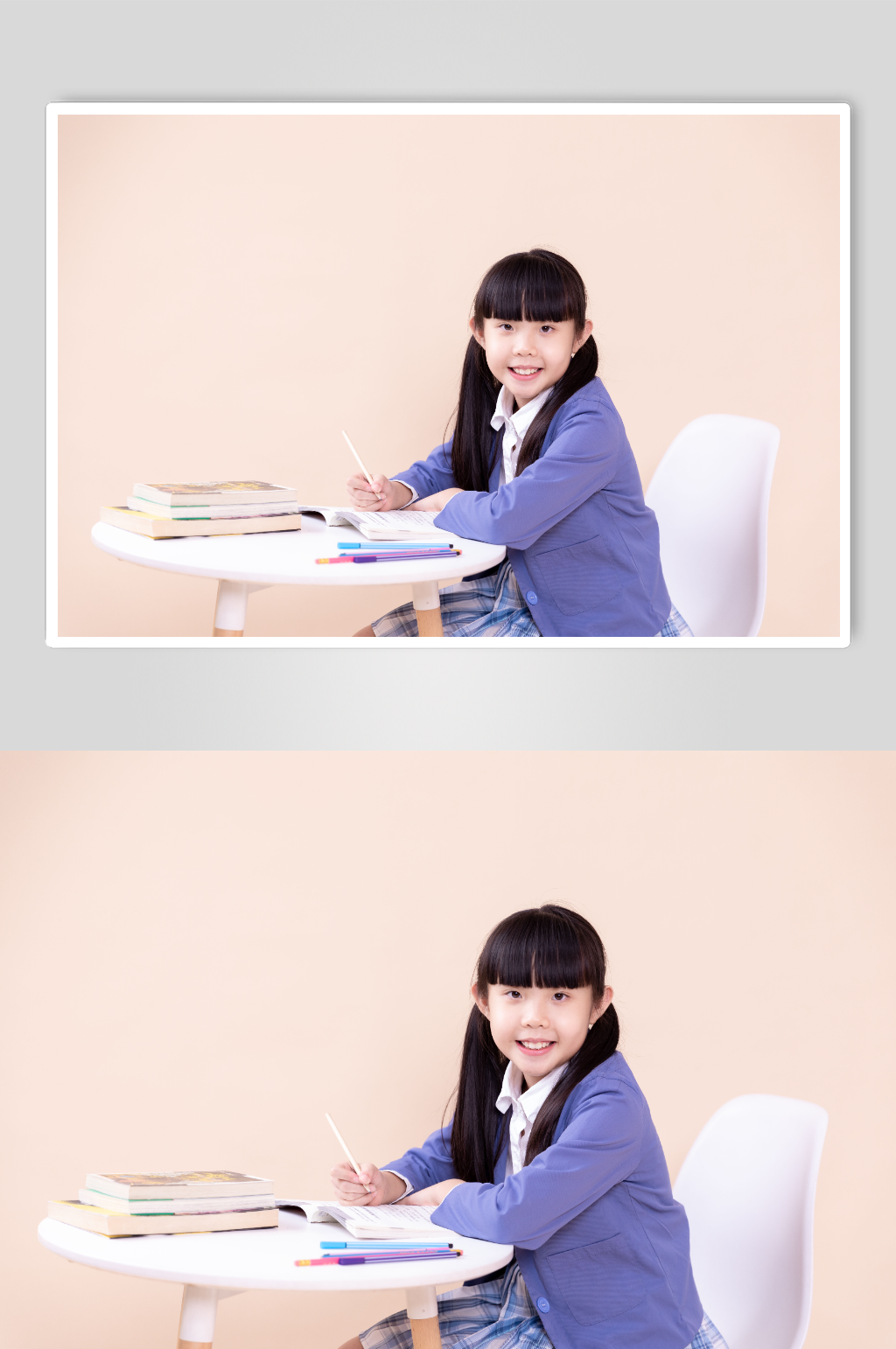 写作业的女孩学生摄影图素材