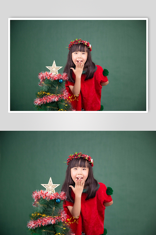 可爱的圣诞小女孩摄影图-众图网