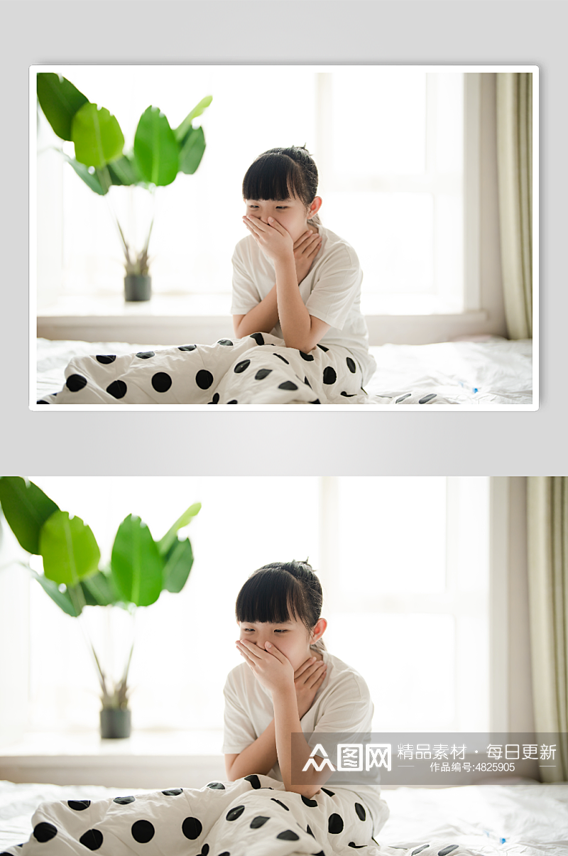 生病咳嗽的小女孩春季流感人物摄影图素材