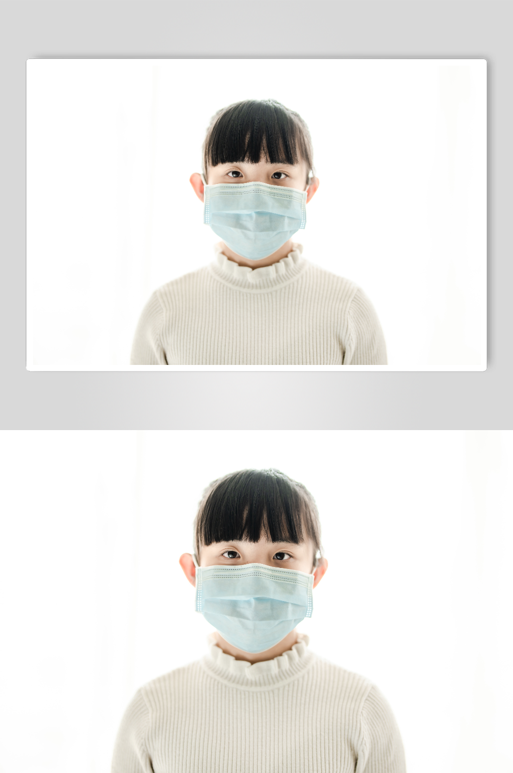 小女孩戴口罩面部特写春季流感人物摄影图素材