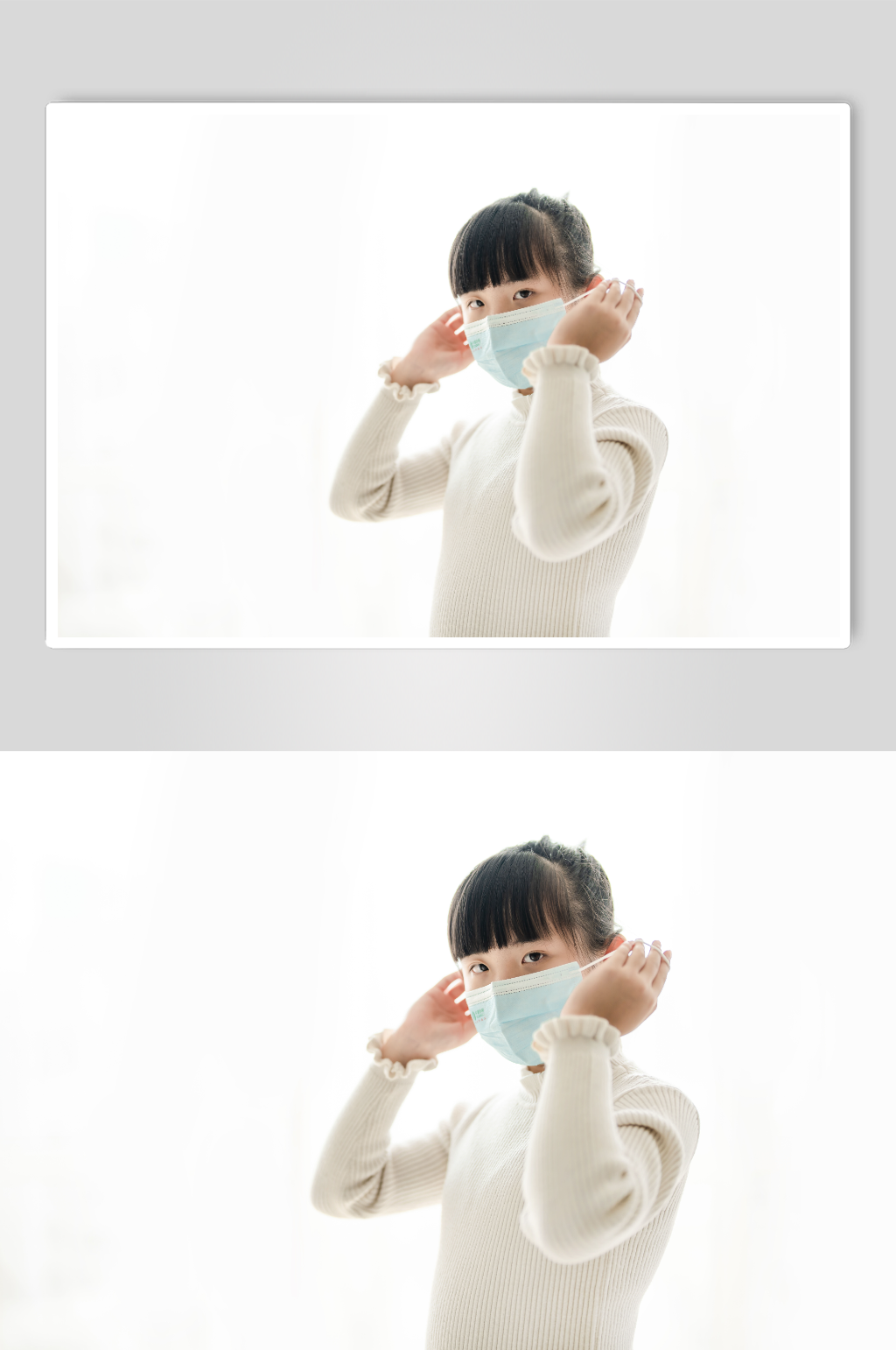戴口罩的小女孩特写春季流感人物摄影图素材