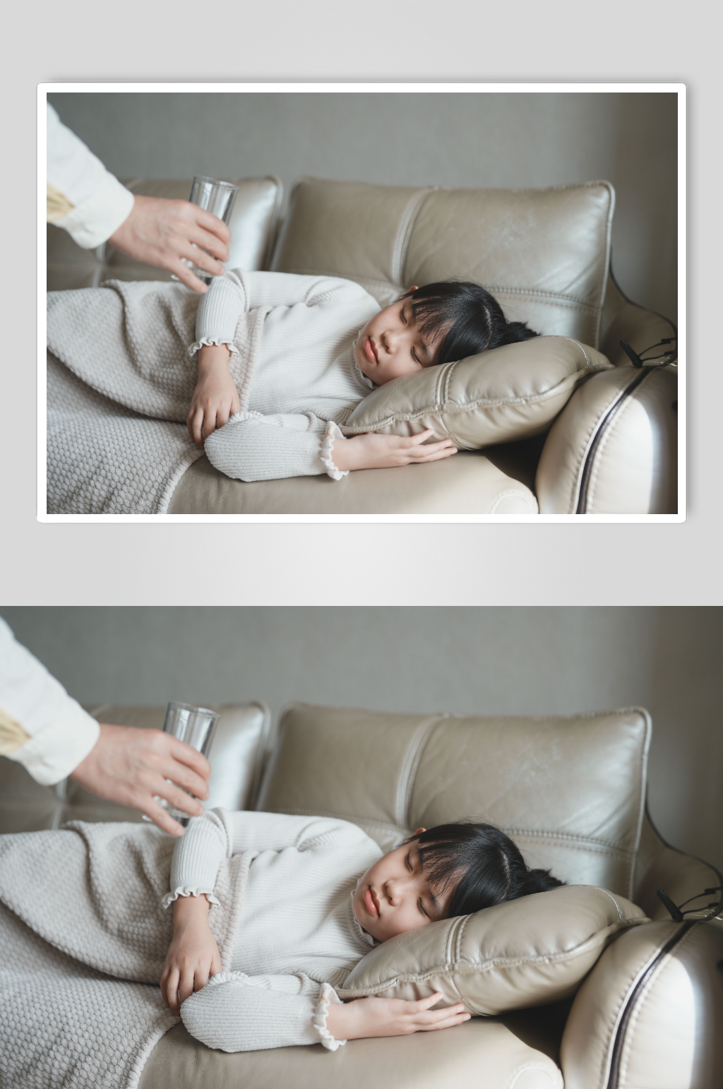 递水小女孩春季流感人物摄影图素材