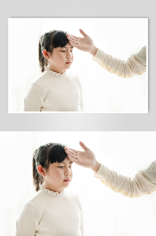 测体温小女孩春季流感人物摄影图