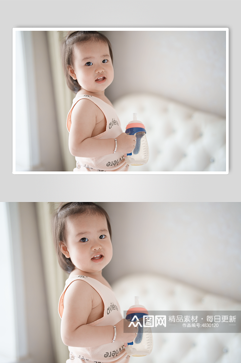 那奶瓶的小宝宝人物摄影图素材