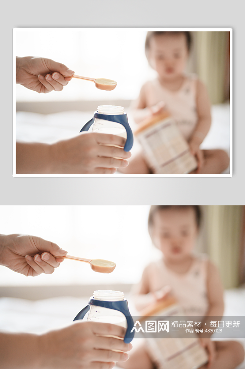 给婴儿冲奶粉摄影图素材