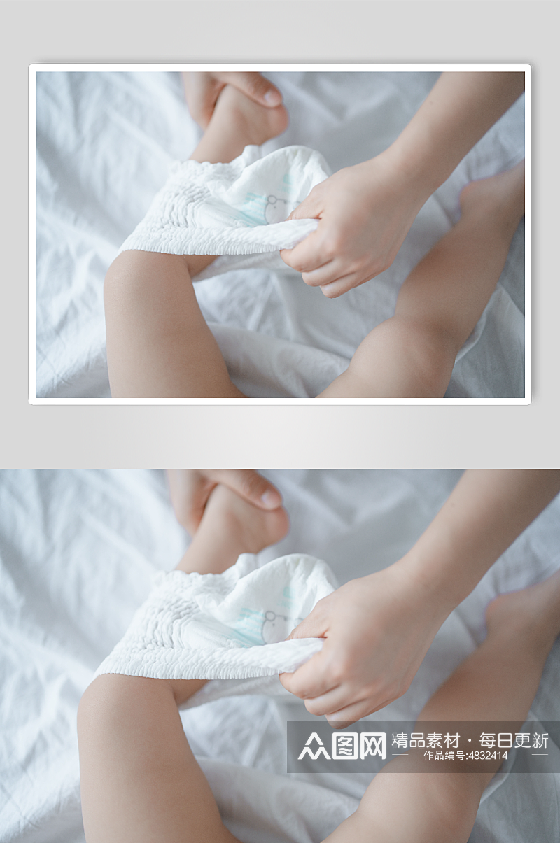 可爱婴幼儿穿纸尿裤人物摄影图片素材