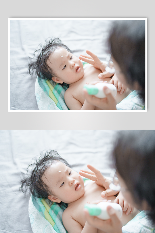 可爱婴幼儿护肤人物摄影图片