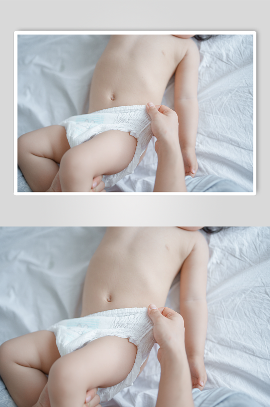 可爱婴幼儿穿纸尿裤人物摄影图片